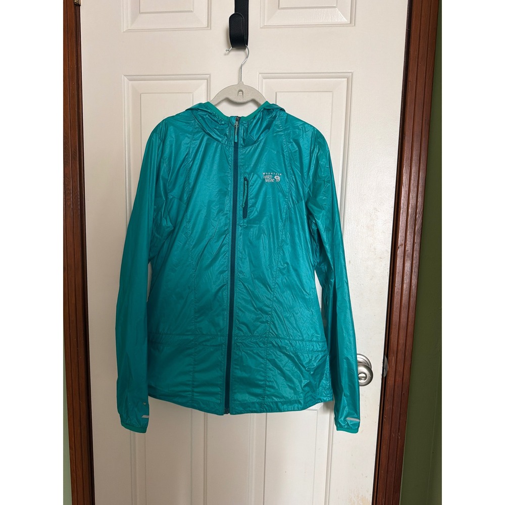 Mountain Hardwear Ghost Lite Hooded Jacket Teal Green Windbreaker Womens Medium